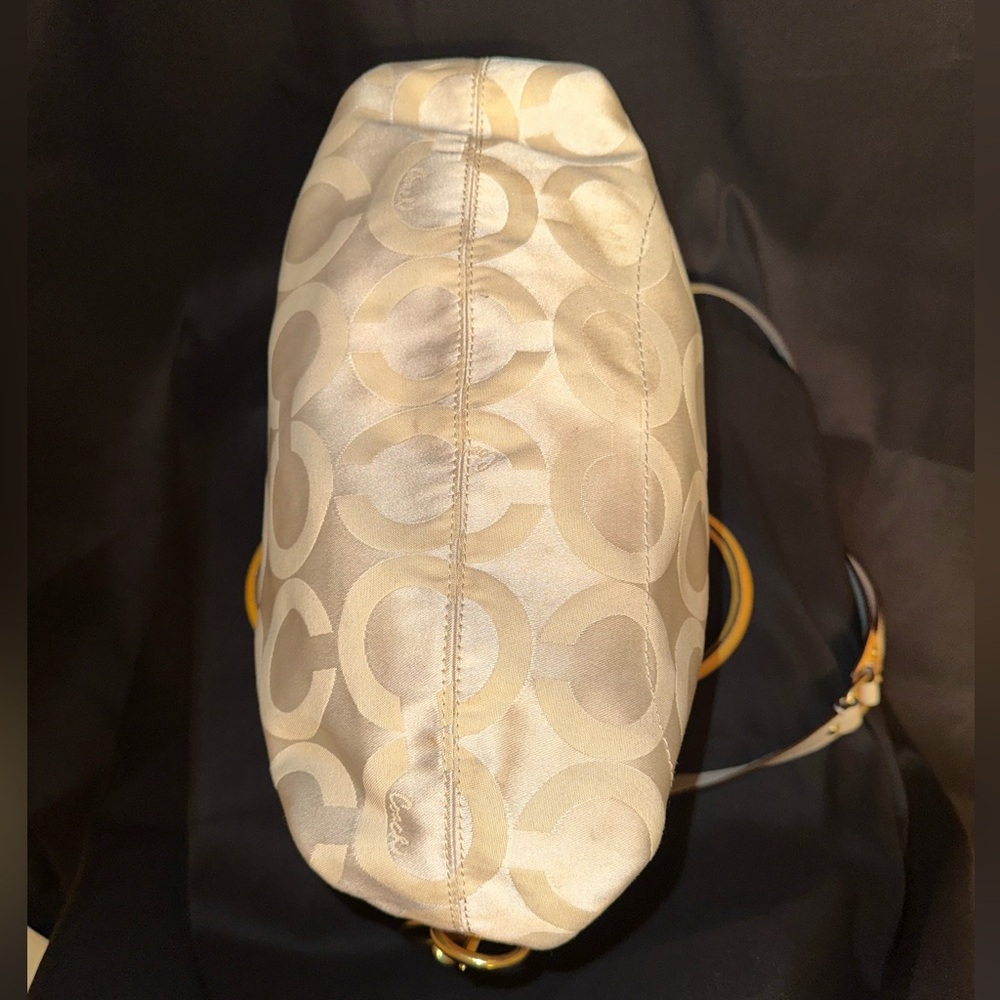 Coach 12963 Madison Julianne Op Art XL Large Tote Satchel Patent Leather Yellow - Picture 6 of 12